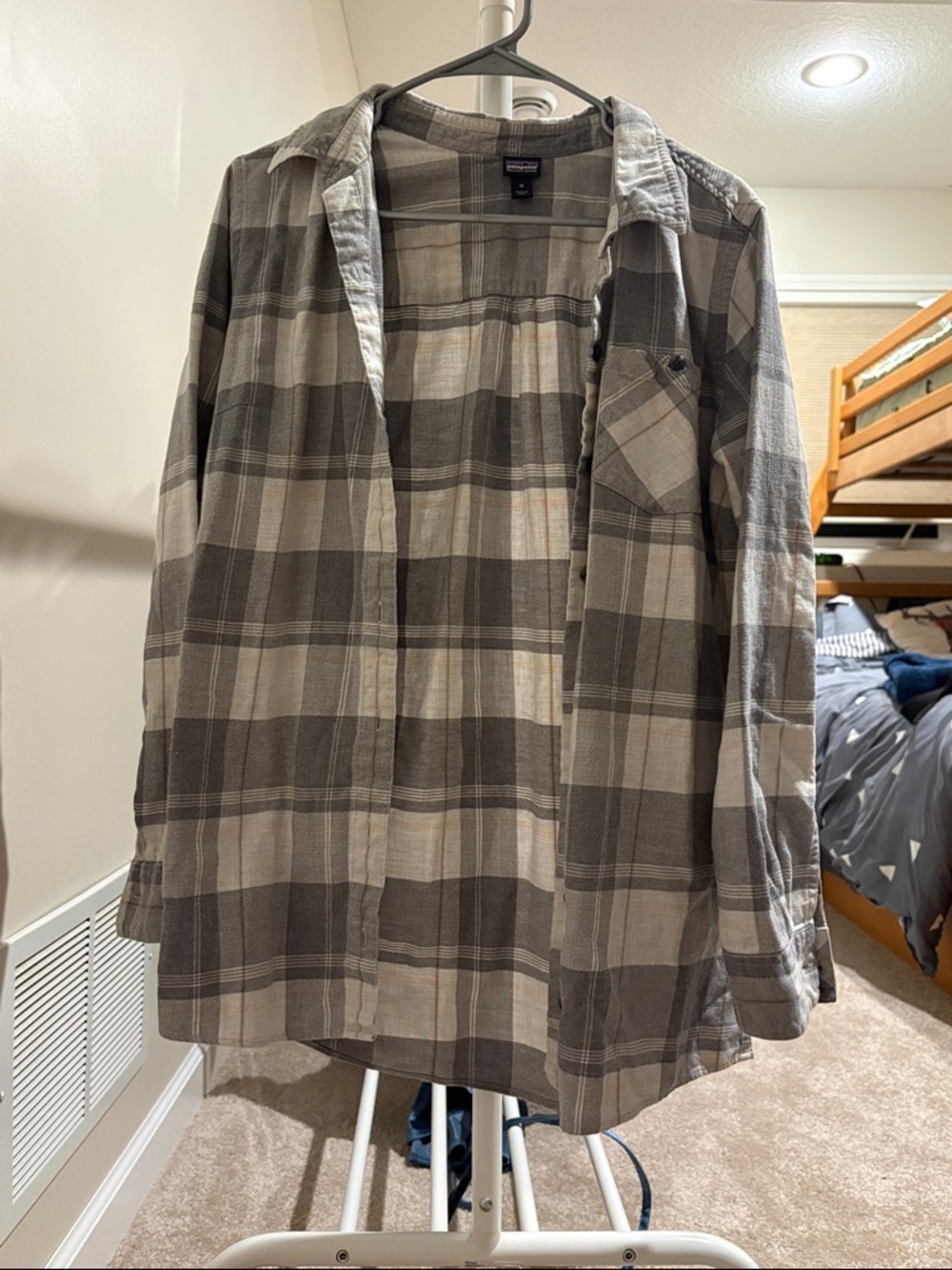 Patagonia Plaid Button-Down Shirt in Gray and Tan